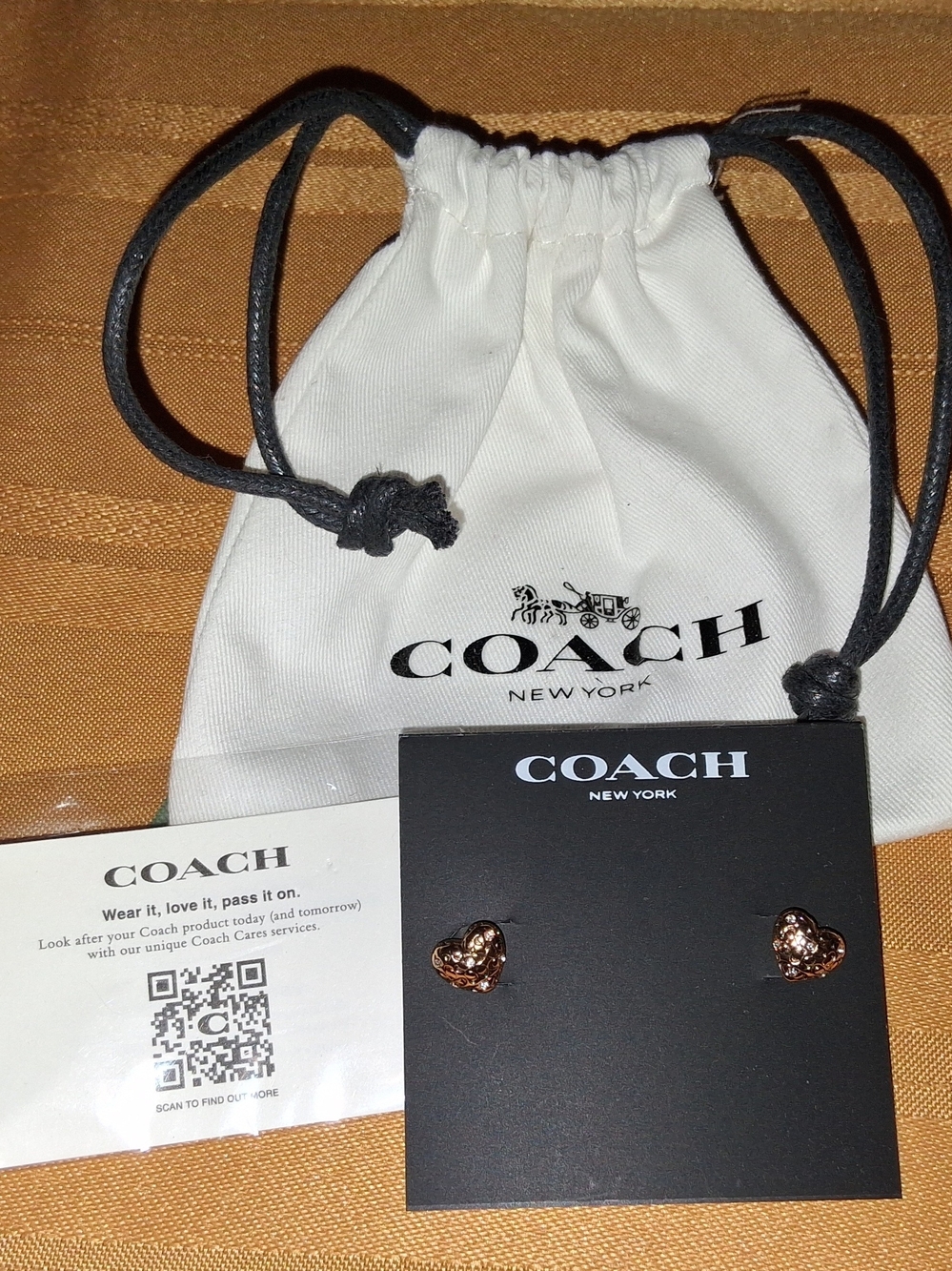 Coach Rose Gold Heart Crystal Stud Earrings